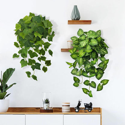 2 Pack Artificial Hanging Plants with White Pots 23.6''
