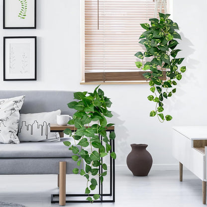 2 Pack Artificial Hanging Plants with White Pots 23.6''