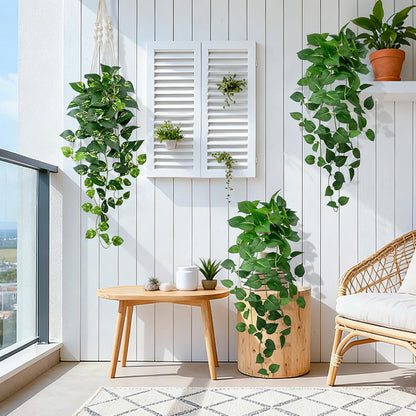 2 Pack Artificial Hanging Plants with White Pots 23.6''