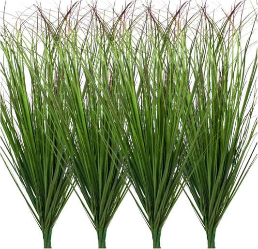 Onion Grass Artificial Plants Outdoor, Faux Shrubs Wheat Grass, Artificial Tall Grass Fake Plants for Indoor Home Decor, Artificial Onion Grass Greenery Stems Weed Bushes (Green Red Tail)