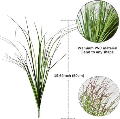 Onion Grass Artificial Plants Outdoor, Faux Shrubs Wheat Grass, Artificial Tall Grass Fake Plants for Indoor Home Decor, Artificial Onion Grass Greenery Stems Weed Bushes (Green Red Tail)