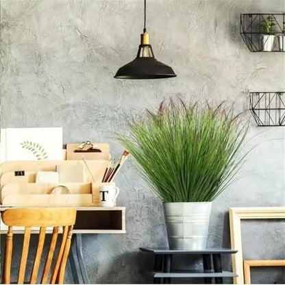 Onion Grass Artificial Plants Outdoor, Faux Shrubs Wheat Grass, Artificial Tall Grass Fake Plants for Indoor Home Decor, Artificial Onion Grass Greenery Stems Weed Bushes (Green Red Tail)