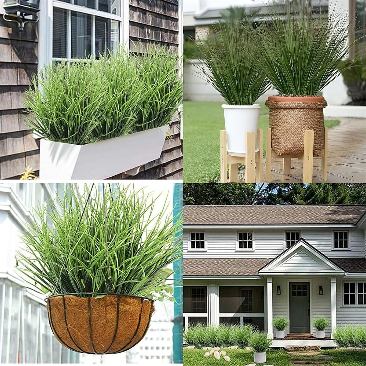 Onion Grass Artificial Plants Outdoor, Faux Shrubs Wheat Grass, Artificial Tall Grass Fake Plants for Indoor Home Decor, Artificial Onion Grass Greenery Stems Weed Bushes (Green Red Tail)