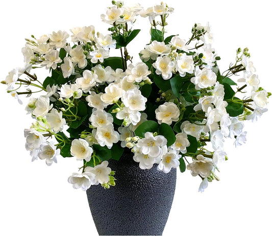 10Pack Artificial Jasmine Flowers Silk White Gardenia Wildflowers Spray for Home Decor Wedding Centerpieces Bridal Bouquets Party Decor (White)