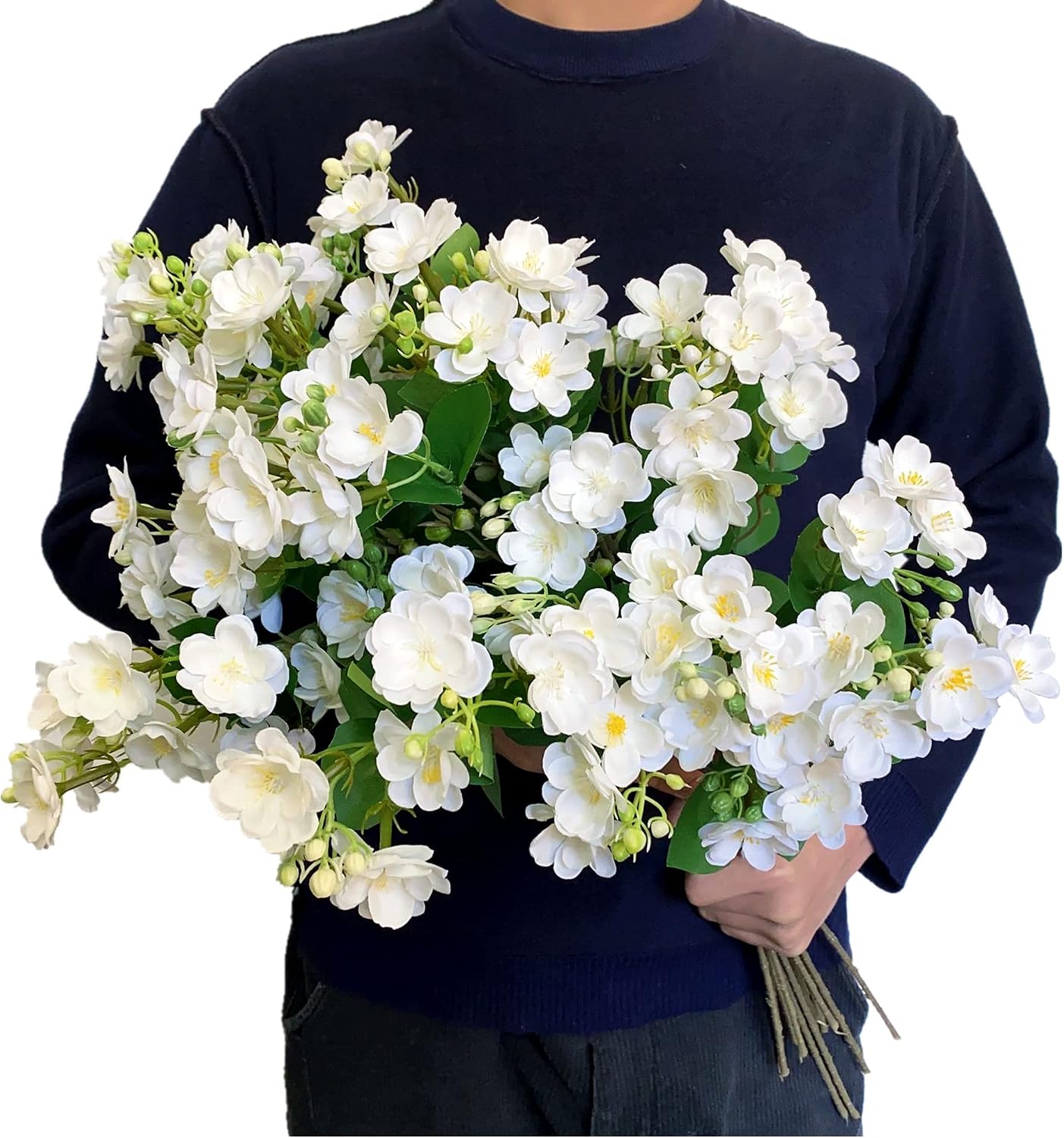 10Pack Artificial Jasmine Flowers Silk White Gardenia Wildflowers Spray for Home Decor Wedding Centerpieces Bridal Bouquets Party Decor (White)
