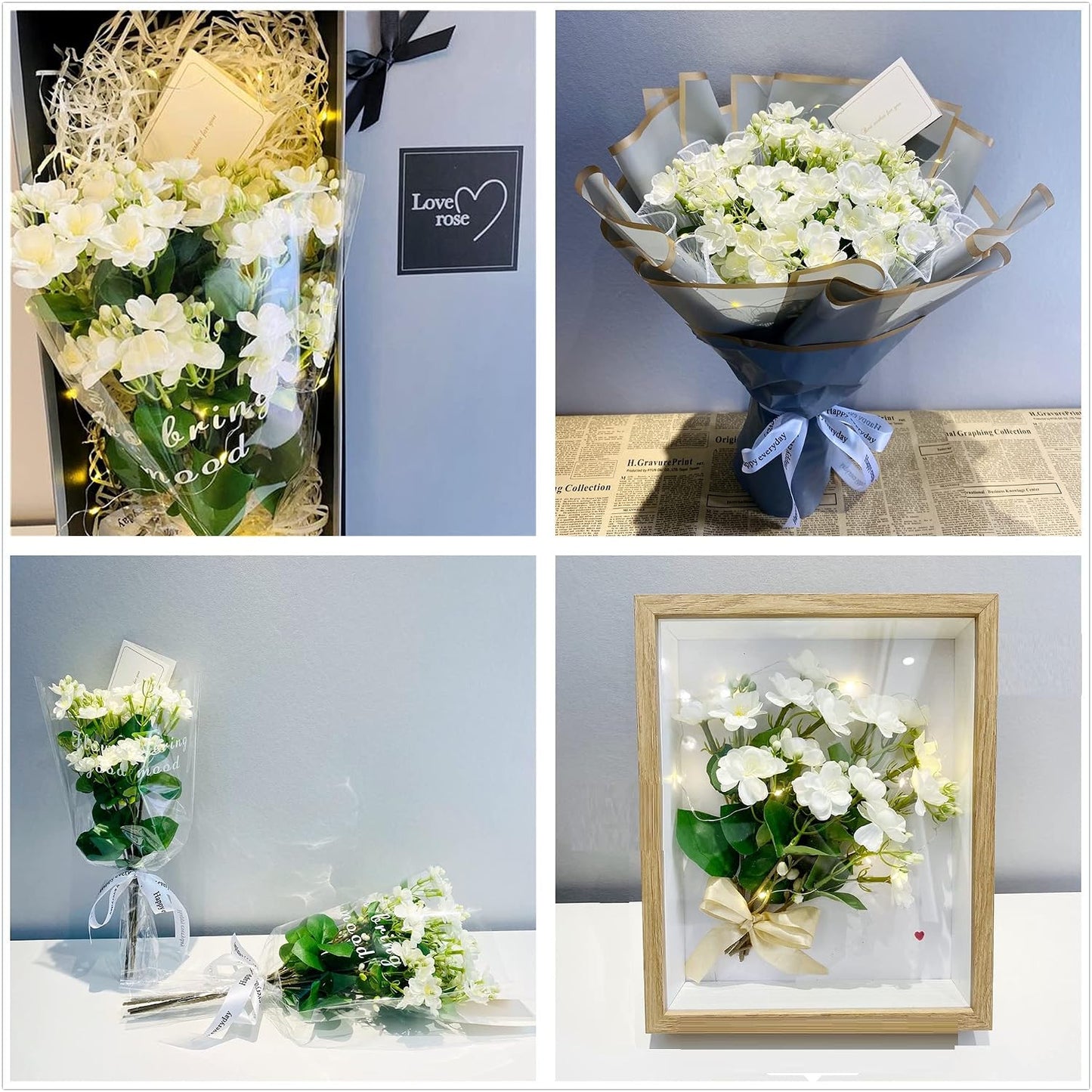 10Pack Artificial Jasmine Flowers Silk White Gardenia Wildflowers Spray for Home Decor Wedding Centerpieces Bridal Bouquets Party Decor (White)