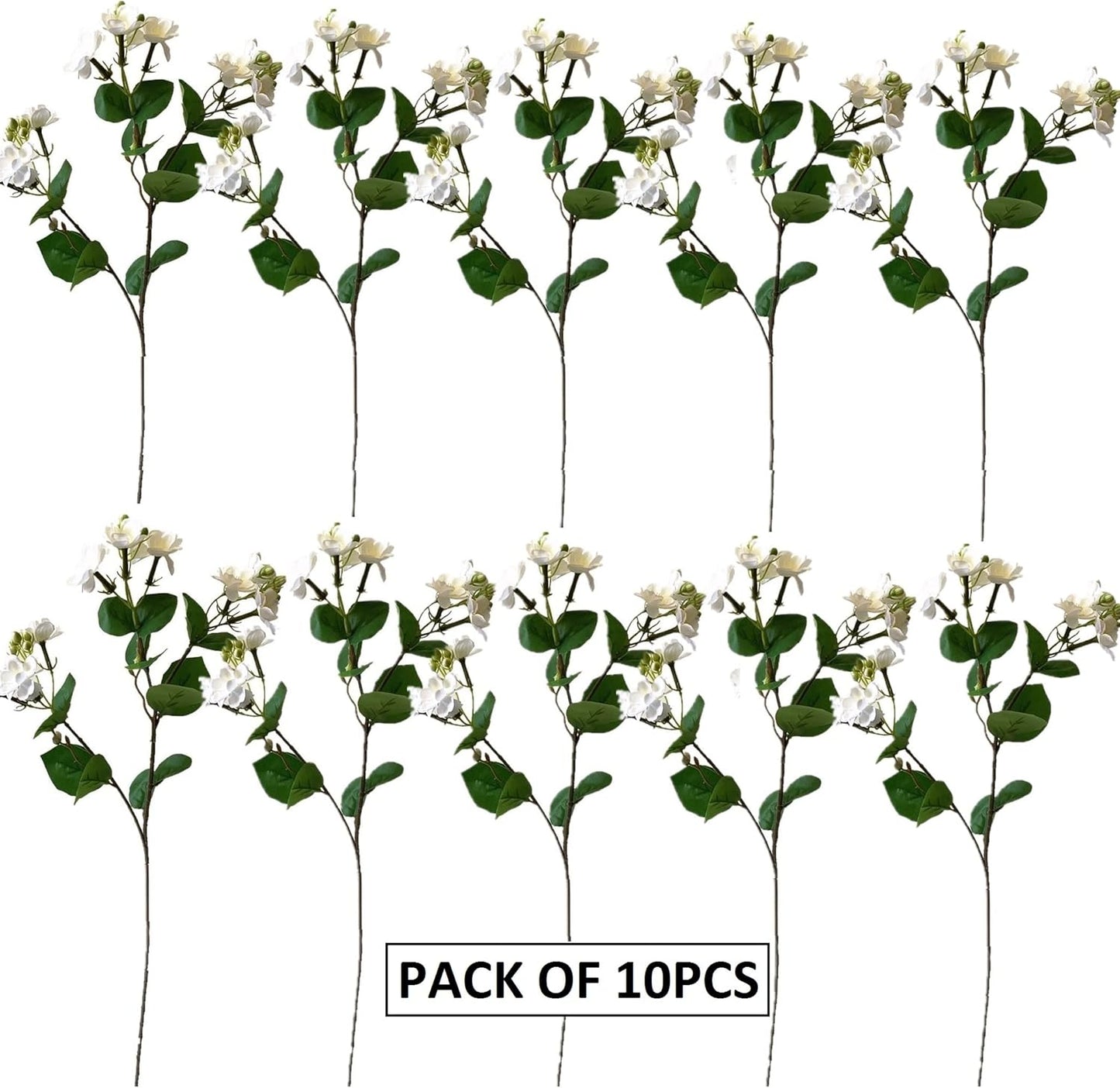 10Pack Artificial Jasmine Flowers Silk White Gardenia Wildflowers Spray for Home Decor Wedding Centerpieces Bridal Bouquets Party Decor (White)