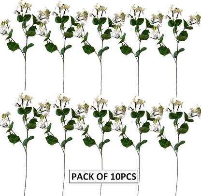 10Pack Artificial Jasmine Flowers Silk White Gardenia Wildflowers Spray for Home Decor Wedding Centerpieces Bridal Bouquets Party Decor (White)