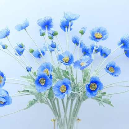 2 Pcs Artificial Fake Flowers Poppies Silk Flower Arrangements Wedding Bouquets Decorations Plastic Floral Table Centerpieces for Home Kitchen Garden Party Decor Approx 23.6" High - Light Purple