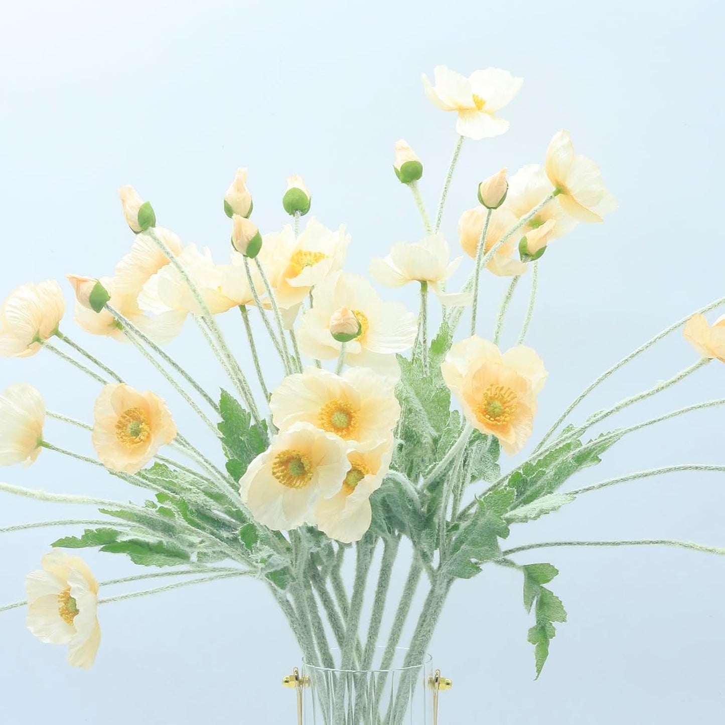 2 Pcs Artificial Fake Flowers Poppies Silk Flower Arrangements Wedding Bouquets Decorations Plastic Floral Table Centerpieces for Home Kitchen Garden Party Decor Approx 23.6" High - Light Purple