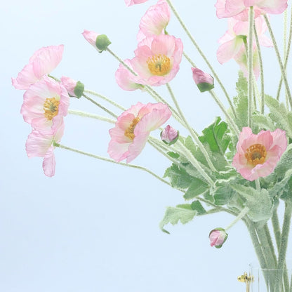 2 Pcs Artificial Fake Flowers Poppies Silk Flower Arrangements Wedding Bouquets Decorations Plastic Floral Table Centerpieces for Home Kitchen Garden Party Decor Approx 23.6" High - Light Purple