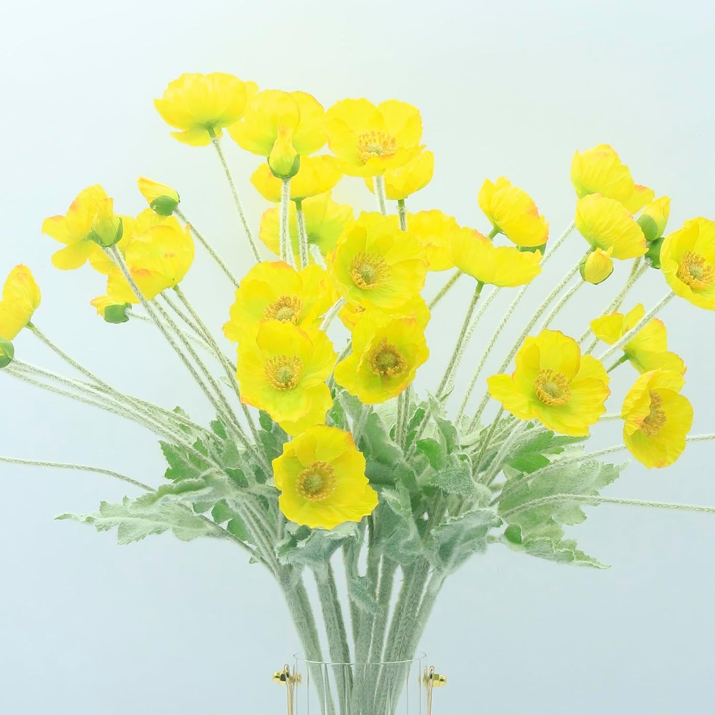 2 Pcs Artificial Fake Flowers Poppies Silk Flower Arrangements Wedding Bouquets Decorations Plastic Floral Table Centerpieces for Home Kitchen Garden Party Decor Approx 23.6" High - Light Purple