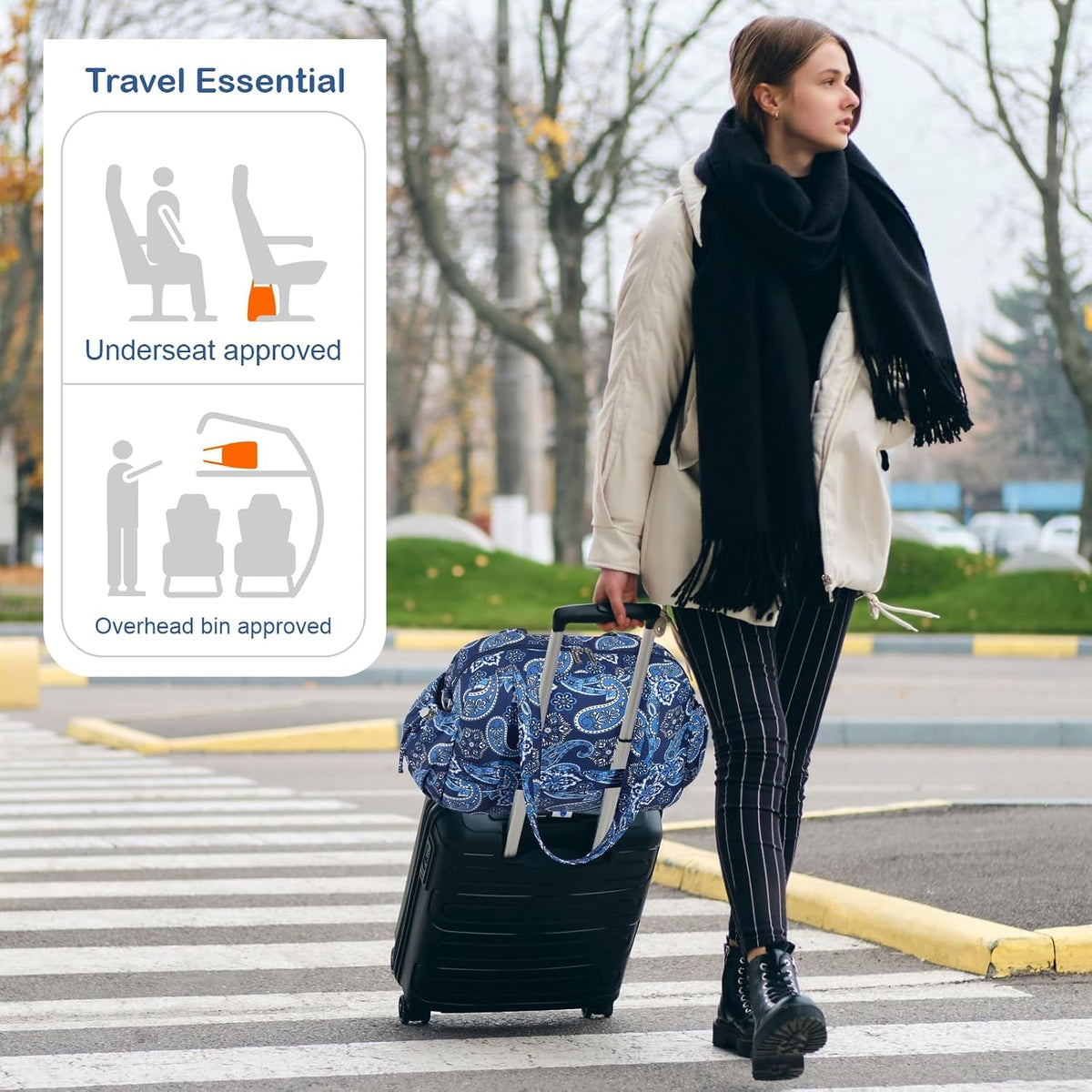 Travel Duffel Bag, Puffy Carry On Overnight, Gym Bag w/Wet Pocket