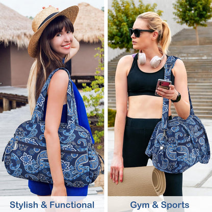Travel Duffel Bag, Puffy Carry On Overnight, Gym Bag w/Wet Pocket