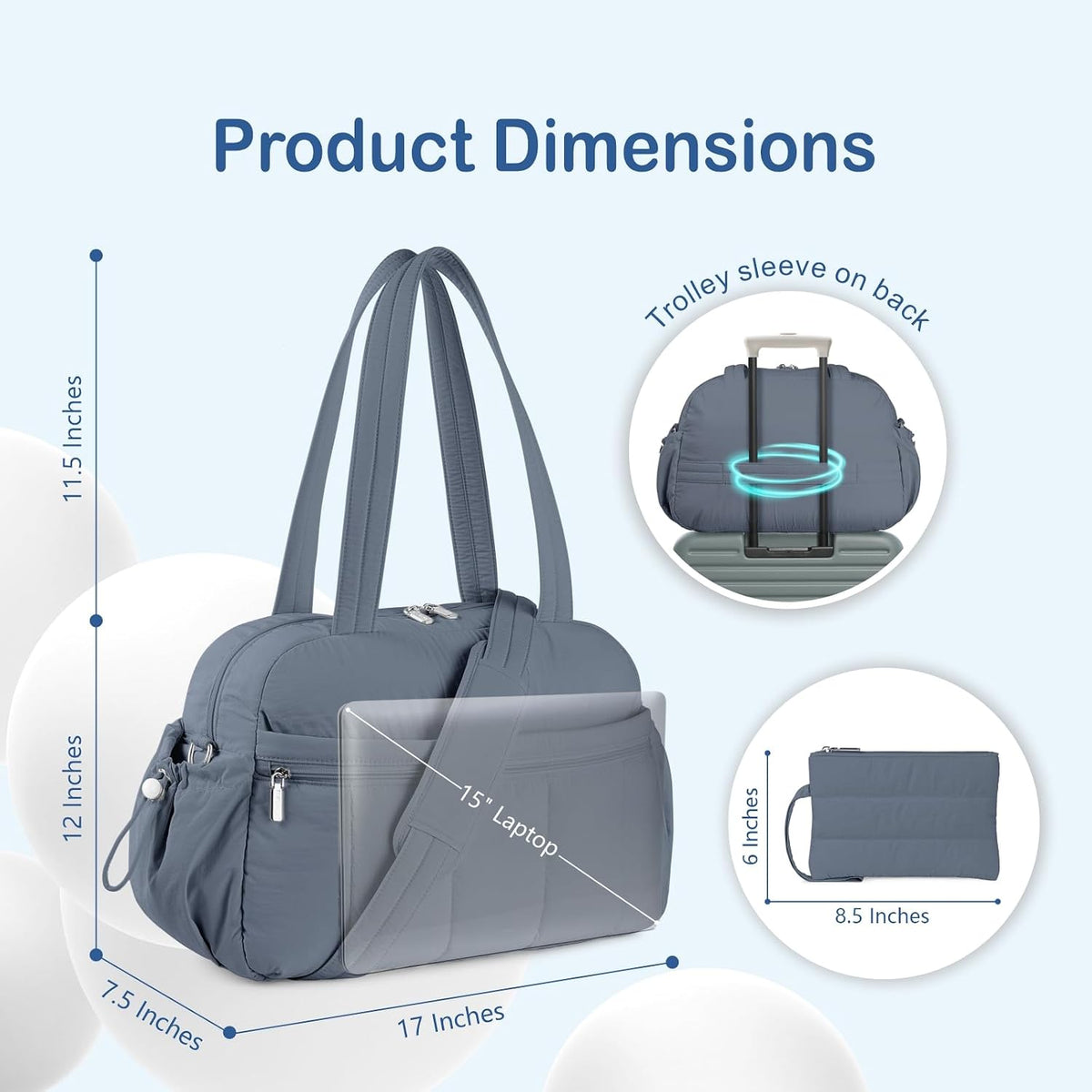 Travel Duffel Bag, Puffy Carry On Overnight, Gym Bag w/Wet Pocket