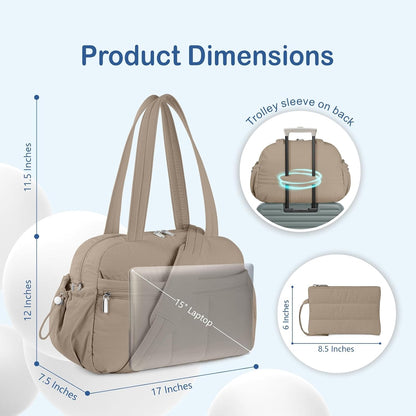 Travel Duffel Bag, Puffy Carry On Overnight, Gym Bag w/Wet Pocket