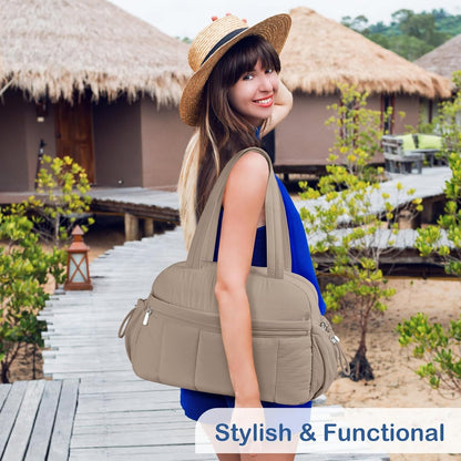 Travel Duffel Bag, Puffy Carry On Overnight, Gym Bag w/Wet Pocket