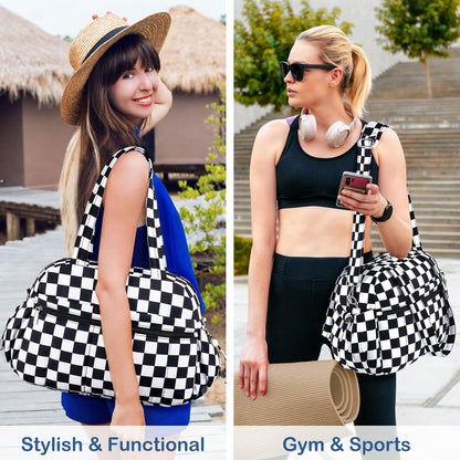Travel Duffel Bag, Puffy Carry On Overnight, Gym Bag w/Wet Pocket