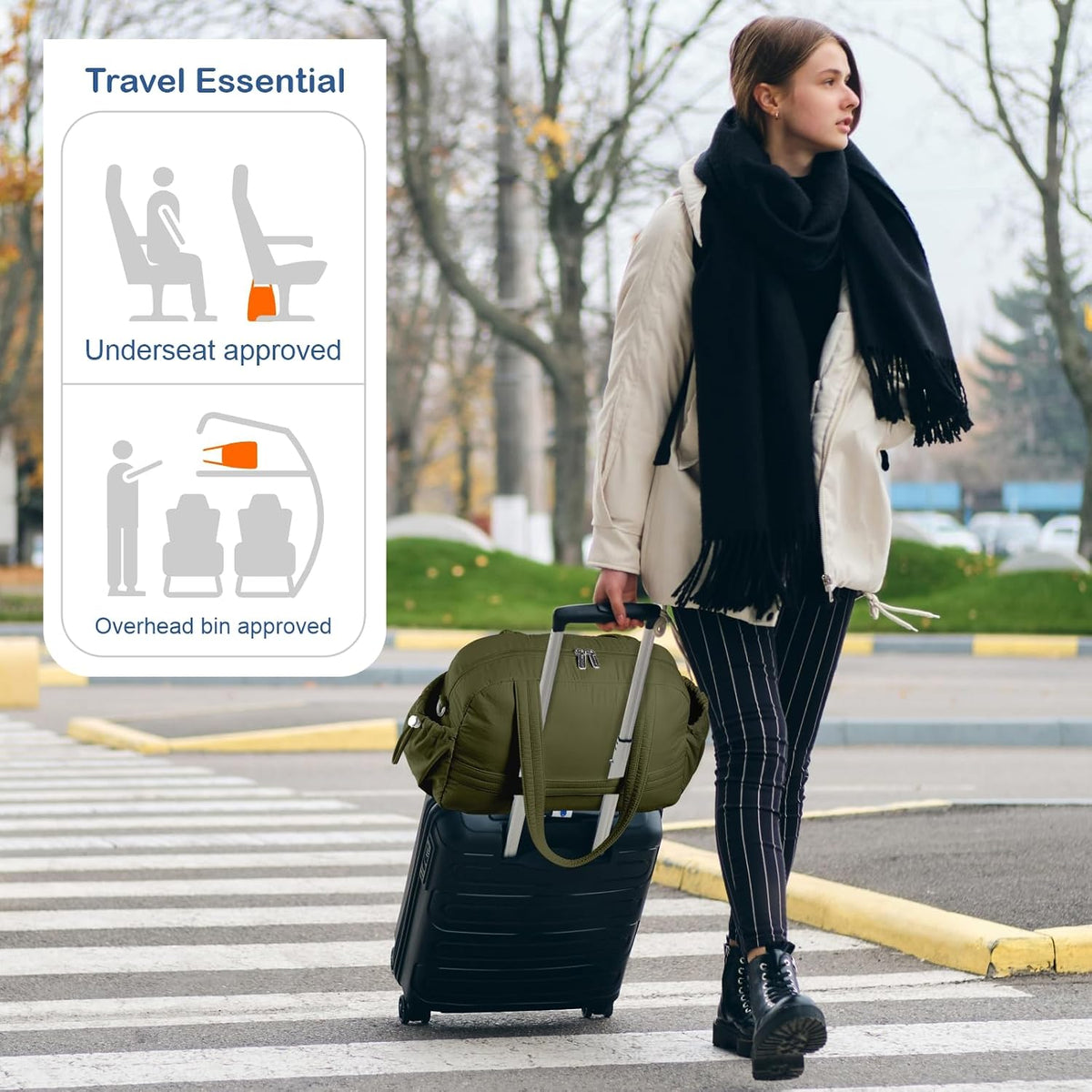 Travel Duffel Bag, Puffy Carry On Overnight, Gym Bag w/Wet Pocket