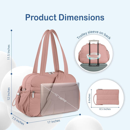 Travel Duffel Bag, Puffy Carry On Overnight, Gym Bag w/Wet Pocket