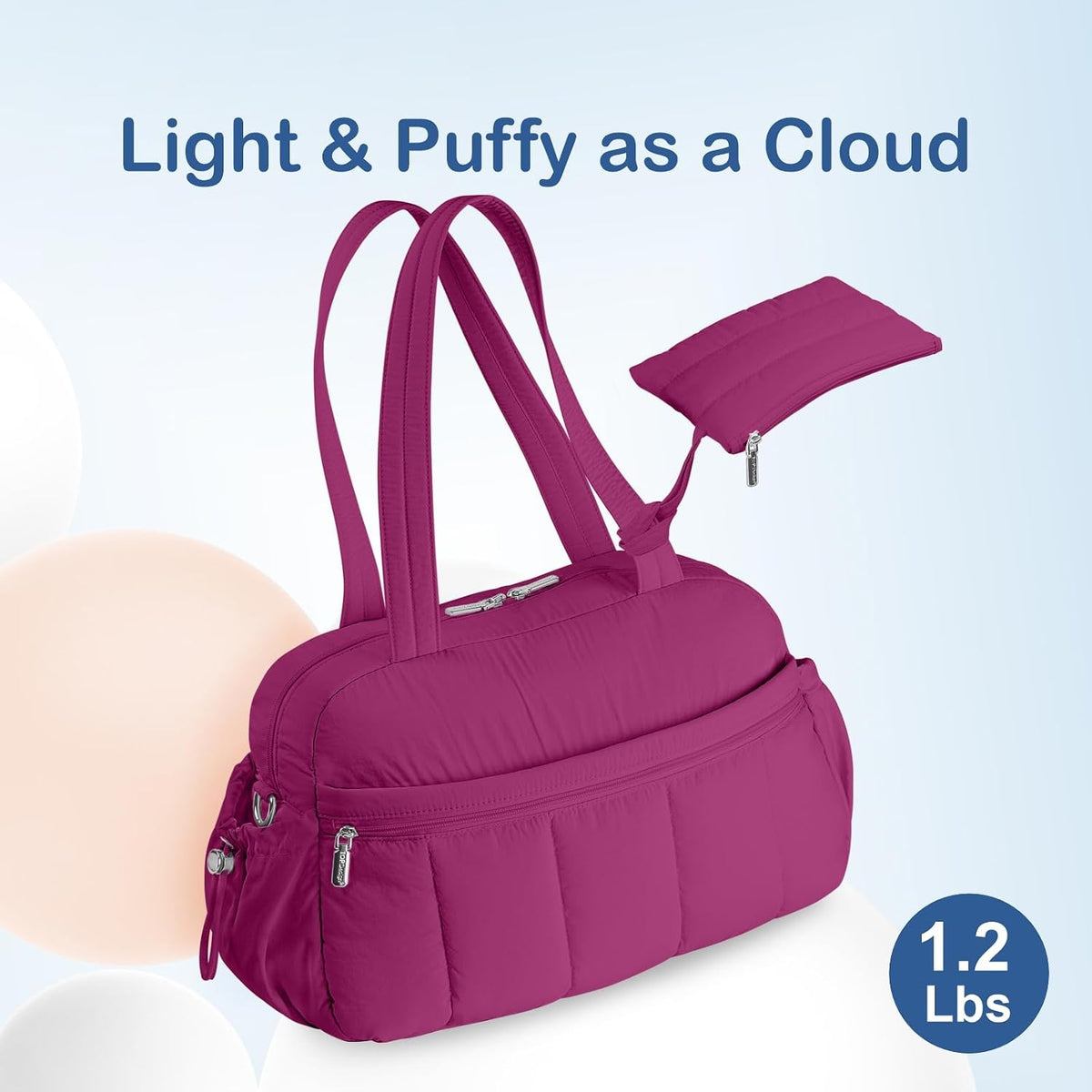 Travel Duffel Bag, Puffy Carry On Overnight, Gym Bag w/Wet Pocket