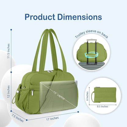Travel Duffel Bag, Puffy Carry On Overnight, Gym Bag w/Wet Pocket