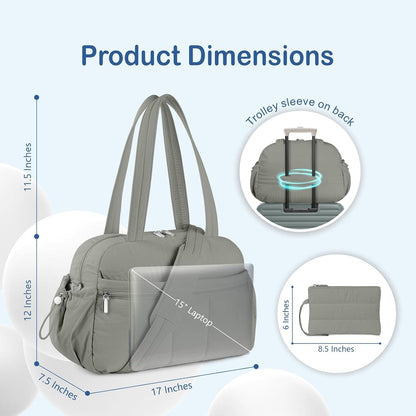 Travel Duffel Bag, Puffy Carry On Overnight, Gym Bag w/Wet Pocket