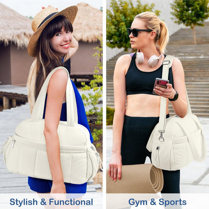 Travel Duffel Bag, Puffy Carry On Overnight, Gym Bag w/Wet Pocket