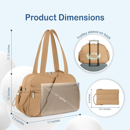 Travel Duffel Bag, Puffy Carry On Overnight, Gym Bag w/Wet Pocket