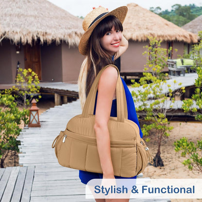 Travel Duffel Bag, Puffy Carry On Overnight, Gym Bag w/Wet Pocket