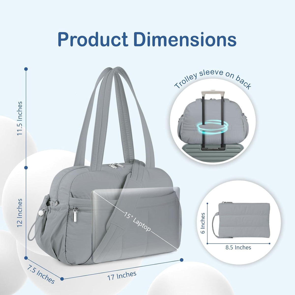 Travel Duffel Bag, Puffy Carry On Overnight, Gym Bag w/Wet Pocket