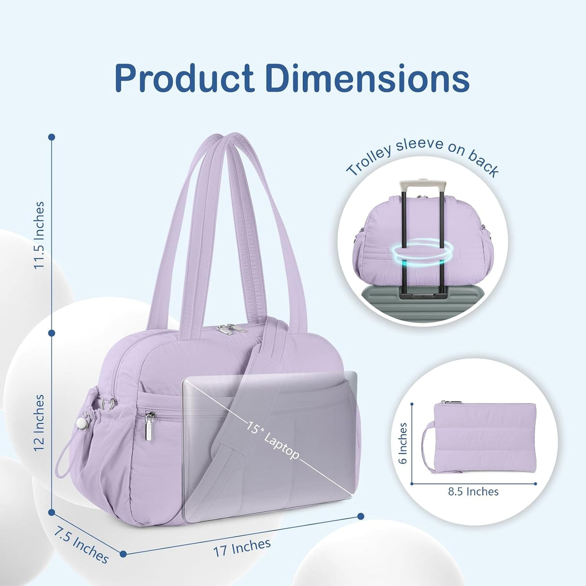 Travel Duffel Bag, Puffy Carry On Overnight, Gym Bag w/Wet Pocket