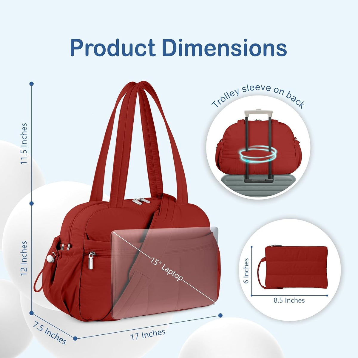 Travel Duffel Bag, Puffy Carry On Overnight, Gym Bag w/Wet Pocket