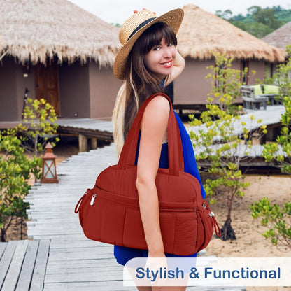Travel Duffel Bag, Puffy Carry On Overnight, Gym Bag w/Wet Pocket