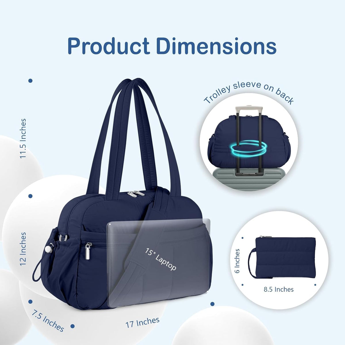 Travel Duffel Bag, Puffy Carry On Overnight, Gym Bag w/Wet Pocket