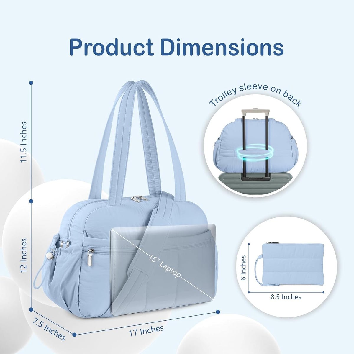 Travel Duffel Bag, Puffy Carry On Overnight, Gym Bag w/Wet Pocket