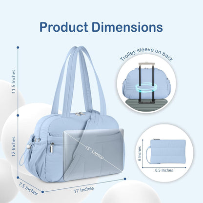 Travel Duffel Bag, Puffy Carry On Overnight, Gym Bag w/Wet Pocket