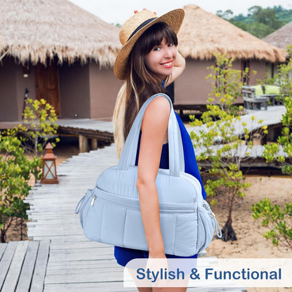 Travel Duffel Bag, Puffy Carry On Overnight, Gym Bag w/Wet Pocket