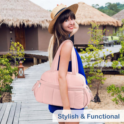 Travel Duffel Bag, Puffy Carry On Overnight, Gym Bag w/Wet Pocket