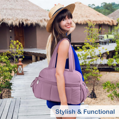 Travel Duffel Bag, Puffy Carry On Overnight, Gym Bag w/Wet Pocket