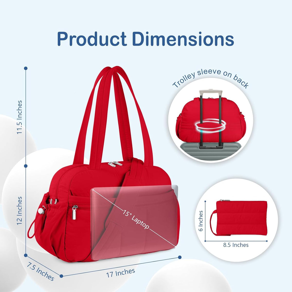 Travel Duffel Bag, Puffy Carry On Overnight, Gym Bag w/Wet Pocket