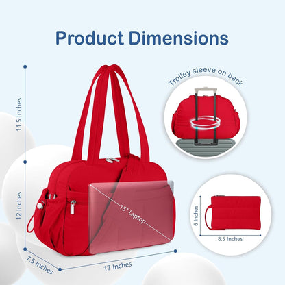 Travel Duffel Bag, Puffy Carry On Overnight, Gym Bag w/Wet Pocket