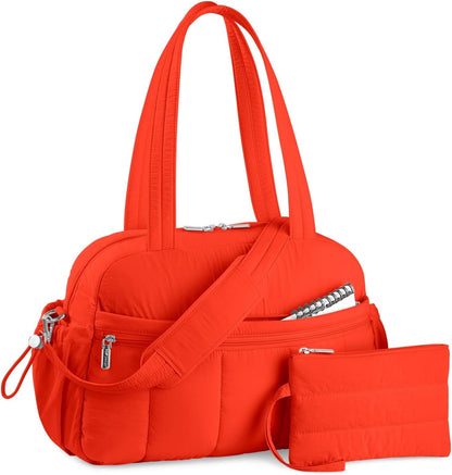 Travel Duffel Bag, Puffy Carry On Overnight, Gym Bag w/Wet Pocket