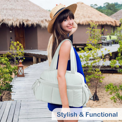 Travel Duffel Bag, Puffy Carry On Overnight, Gym Bag w/Wet Pocket