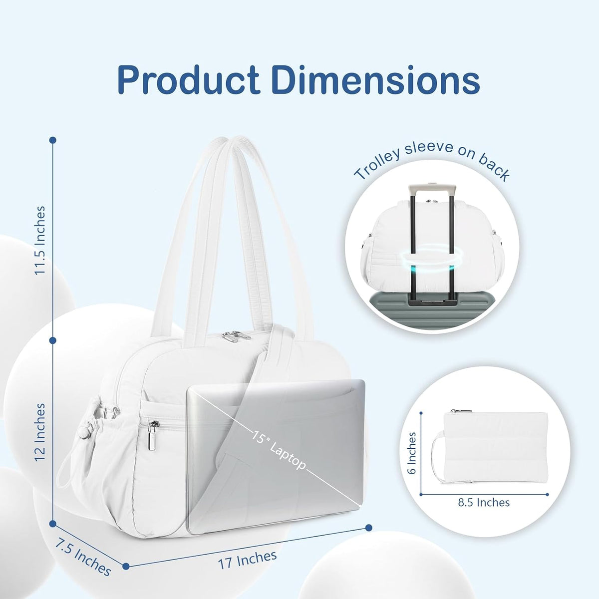 Travel Duffel Bag, Puffy Carry On Overnight, Gym Bag w/Wet Pocket