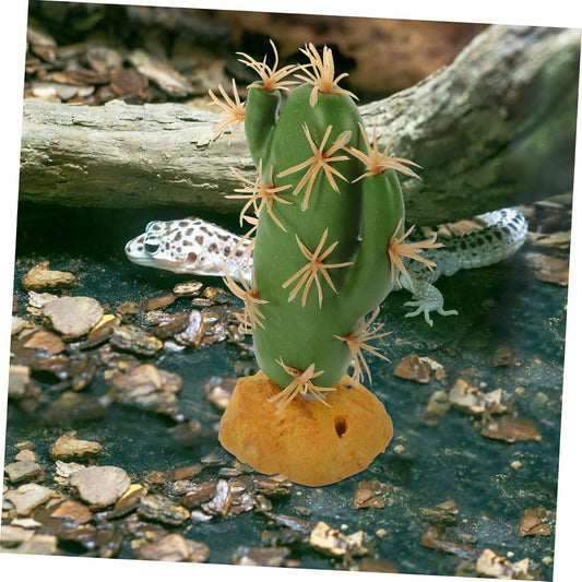 Artificial Reptile Tank Plants Plastic Resin Decorative Ornament for Terrarium Habitat Stable Fake Cactus Landscape for Amphibians and Pets