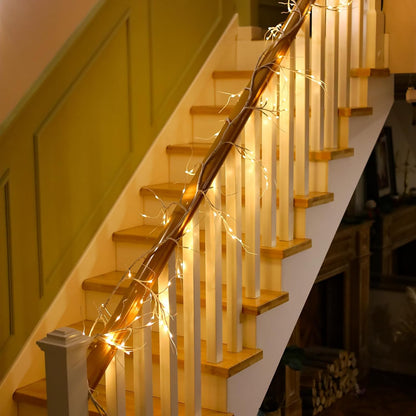 Lighted Birch Garland with Timer 120 LED, 9FT Birch Garland with Lights Remote Control, Pre-lit Twig Vine Lights Plug in for Christmas Fireplace Home Wall Decoration Indoor Outdoor
