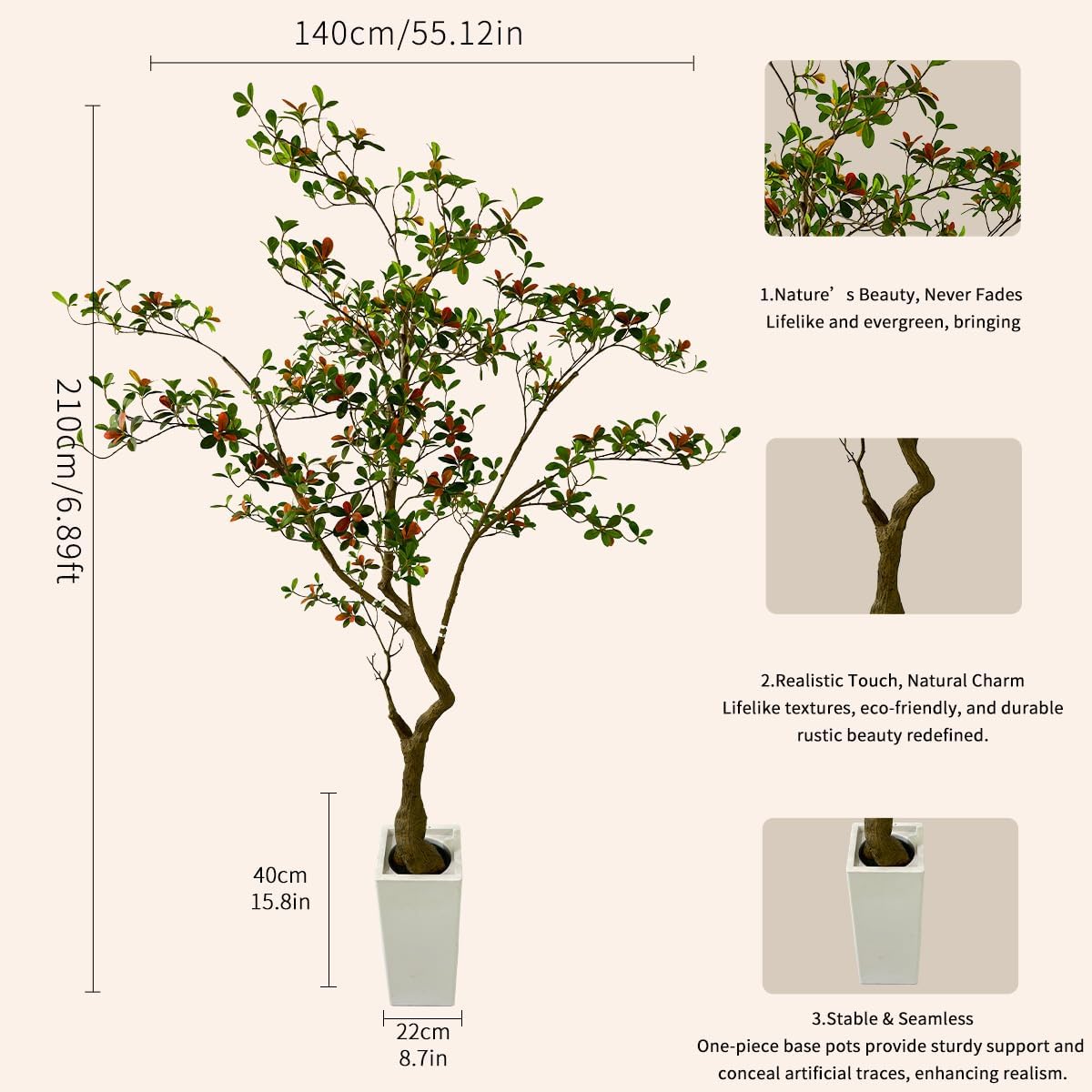 7ft Artificial Gardenia Tree for Indoor & Outdoor Décor - Lifelike Foliage, Eco-Friendly Design, Sturdy Base - Perfect for Patio, Living Room, or Rustic Garden Themes