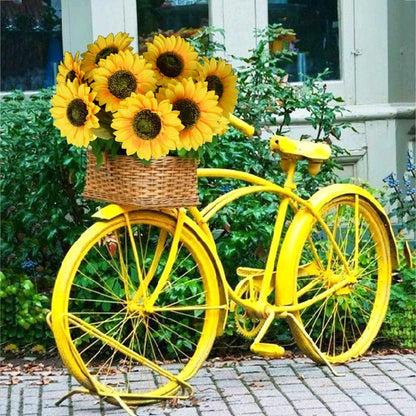 Multicolor Artificial Sunflower Flowers Long Stem Large Silk Sunflowers Bridal Wedding Bouquet 6pcs Fake Yellow Flower Arrangements for Outdoor