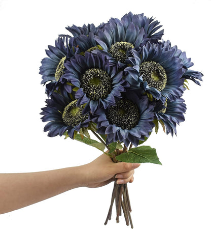 Multicolor Artificial Sunflower Flowers Long Stem Large Silk Sunflowers Bridal Wedding Bouquet 6pcs Fake Yellow Flower Arrangements for Outdoor